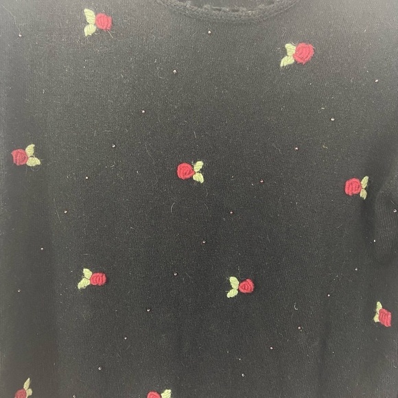 NWT Christopher Banks Angora Silk Sweater Hand Embroidered Feminine Dainty Sz M - Picture 4 of 11